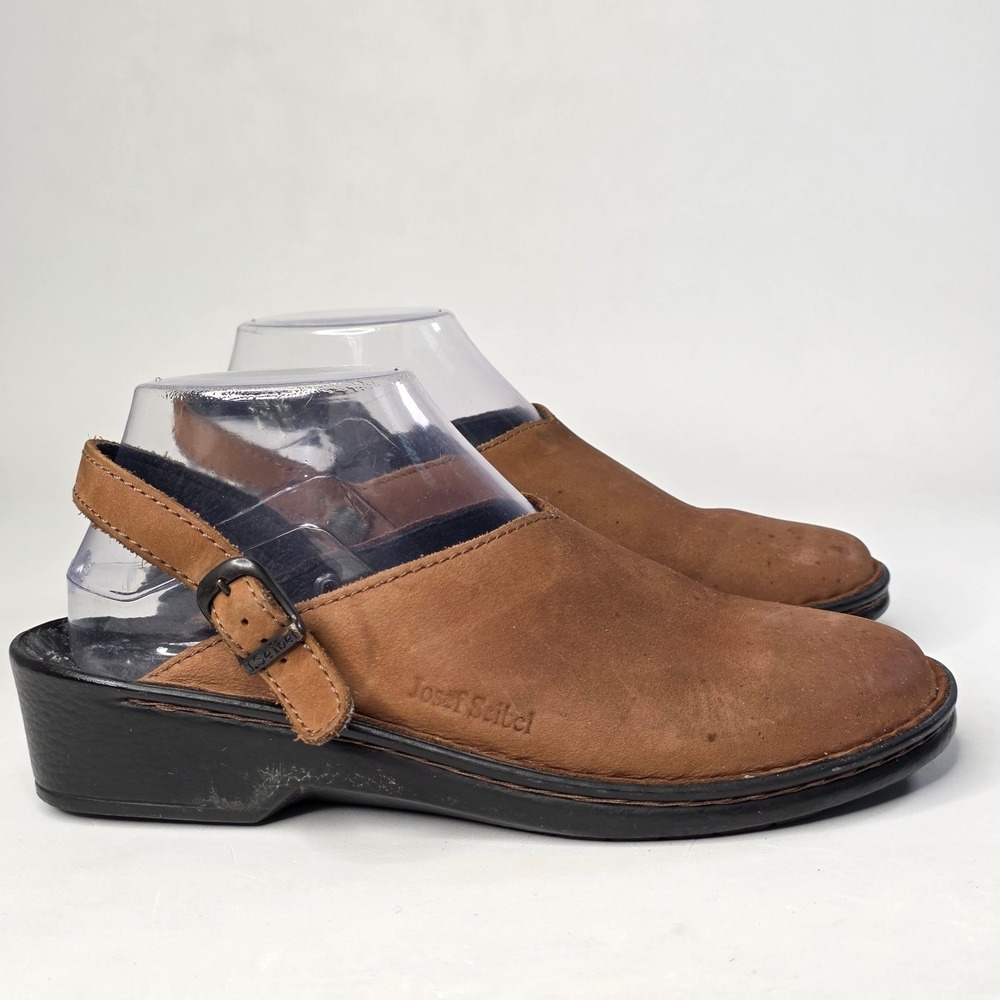 Josef Seibel Air Massage Clogs Womens EU 39 US 8.5 Brown Leather Slingback Shoes